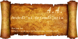 Andrási Artemíszia névjegykártya